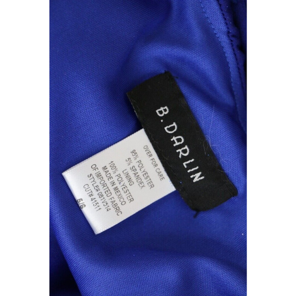 B Darlin Juniors Size 5/6 Glitter Drawstring Slim Fitted Party Dress Royal Blue - Picture 7 of 7